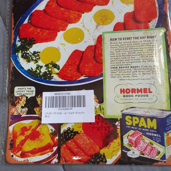 Spam and Eggs Tin Sign 8x12 Retro 50s Diner Wall Art Decor - Picture 3 of 6